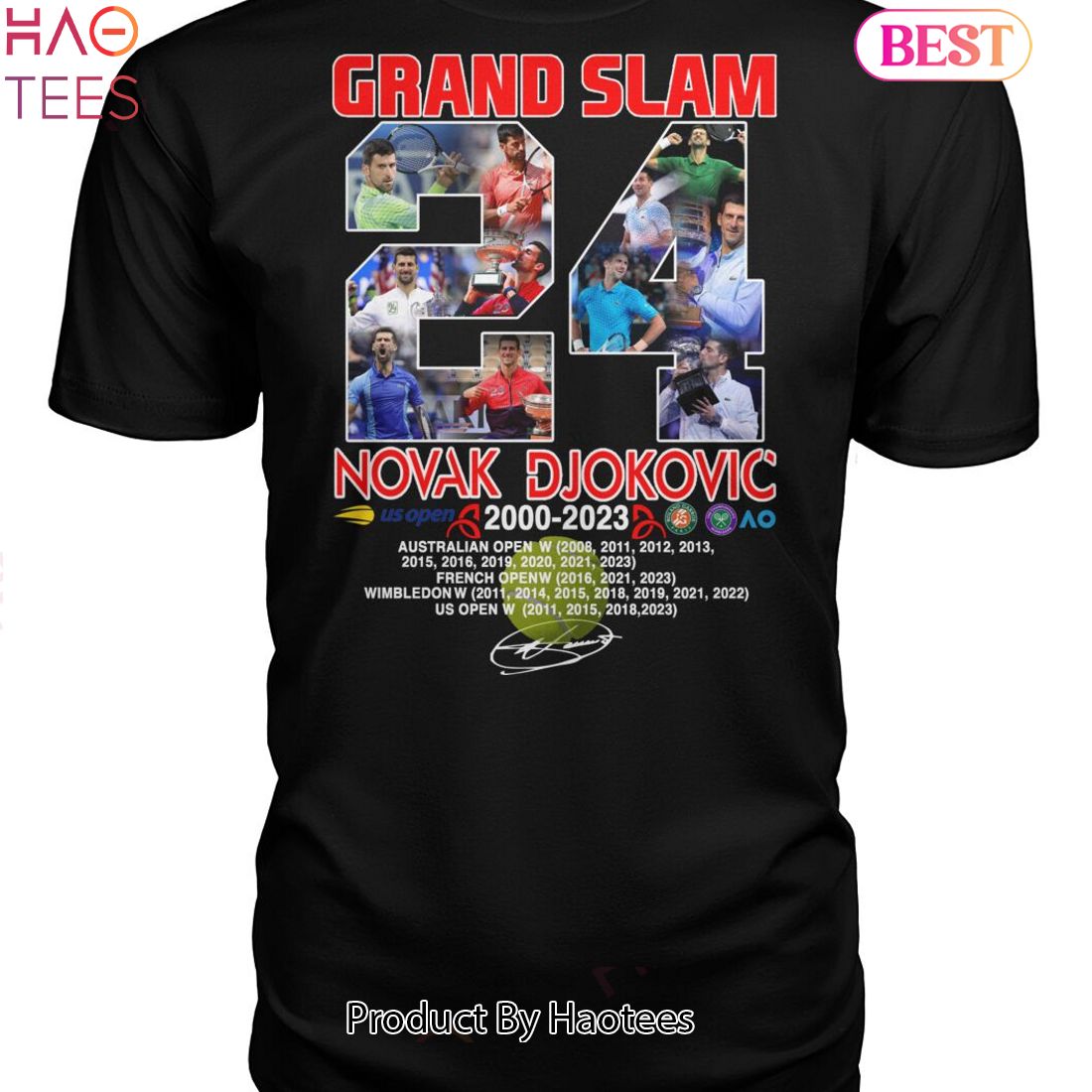 NEW Grand Slam Novak Djokovic 2000-2023 Unisex T-Shirt NEW Grand Slam Novak Djokovic 2000-2023 Unisex T-Shirt