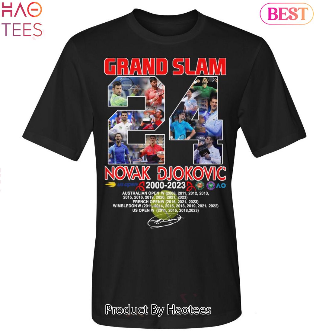 NEW Grand Slam Novak Djokovic 2000-2023 Unisex T-Shirt NEW Grand Slam Novak Djokovic 2000-2023 Unisex T-Shirt