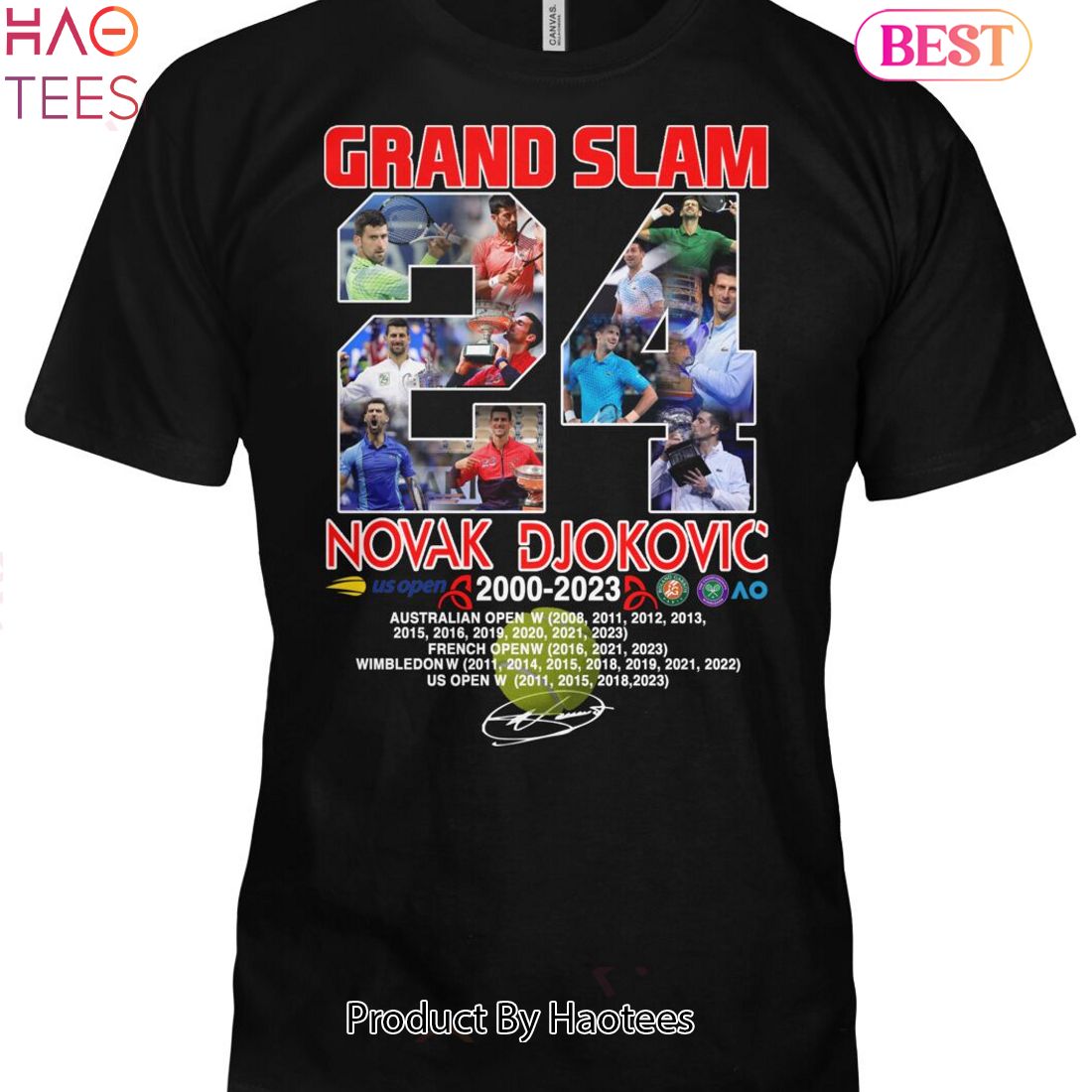 NEW Grand Slam Novak Djokovic 2000-2023 Unisex T-Shirt NEW Grand Slam Novak Djokovic 2000-2023 Unisex T-Shirt