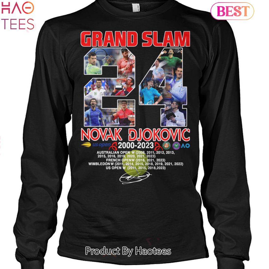 NEW Grand Slam Novak Djokovic 2000-2023 Unisex T-Shirt NEW Grand Slam Novak Djokovic 2000-2023 Unisex T-Shirt