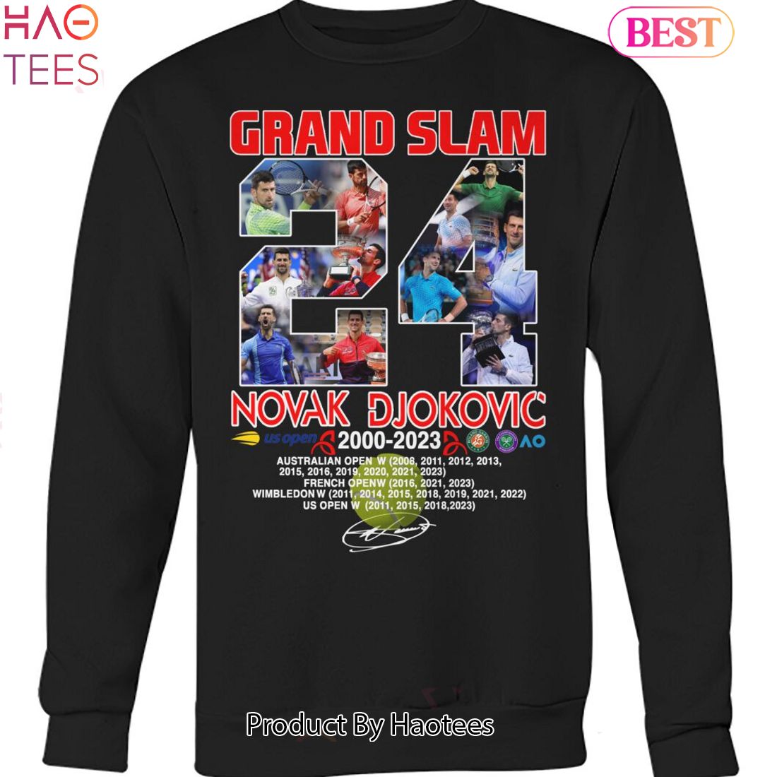 NEW Grand Slam Novak Djokovic 2000-2023 Unisex T-Shirt NEW Grand Slam Novak Djokovic 2000-2023 Unisex T-Shirt