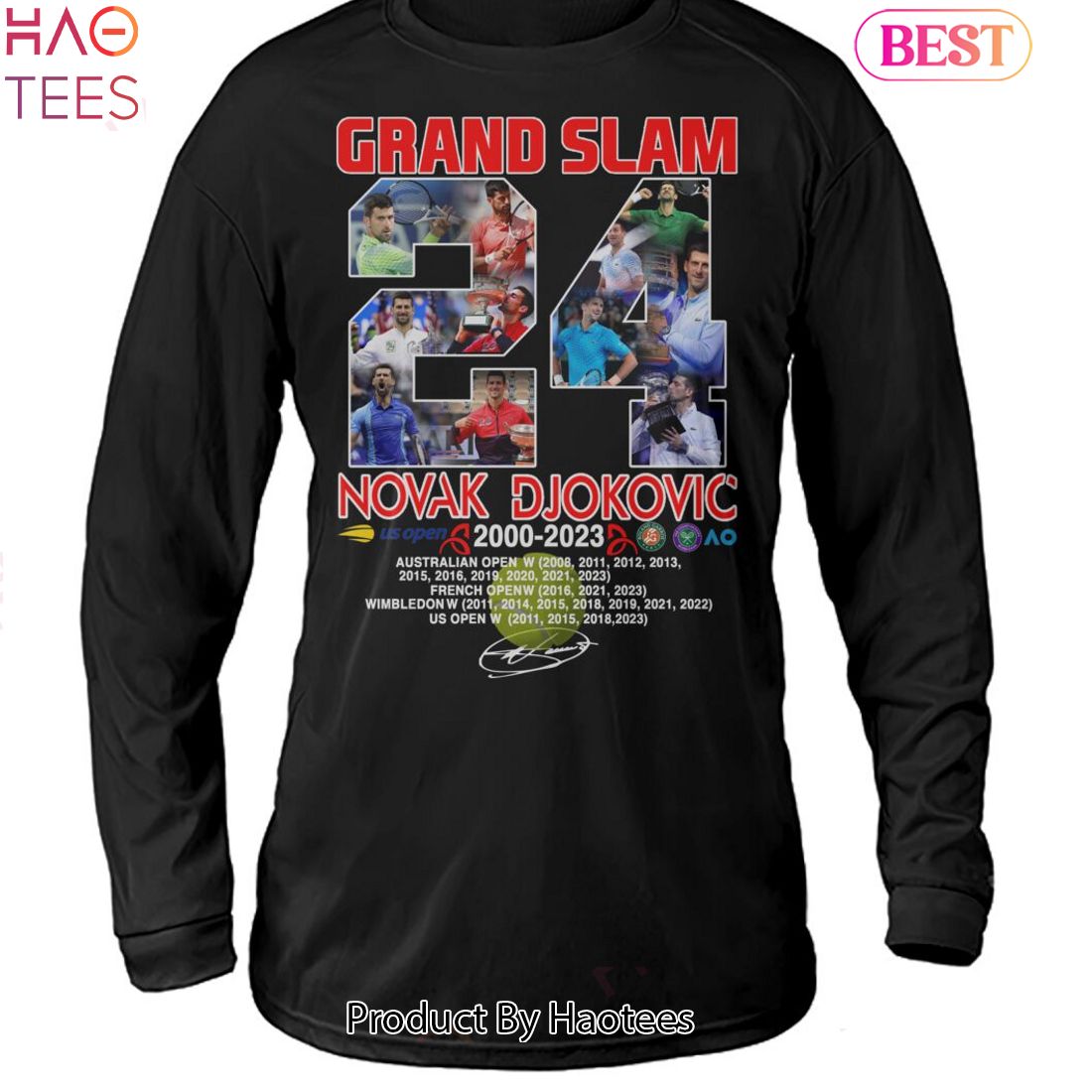 NEW Grand Slam Novak Djokovic 2000-2023 Unisex T-Shirt NEW Grand Slam Novak Djokovic 2000-2023 Unisex T-Shirt