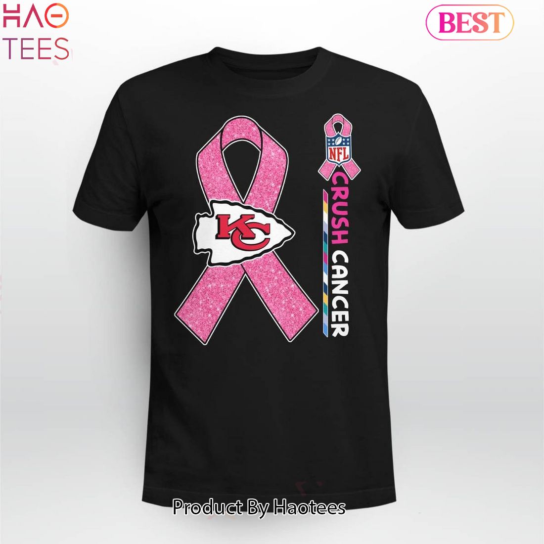 NEW NFL Kansas City Chiefs Crush Cancer T-Shirt