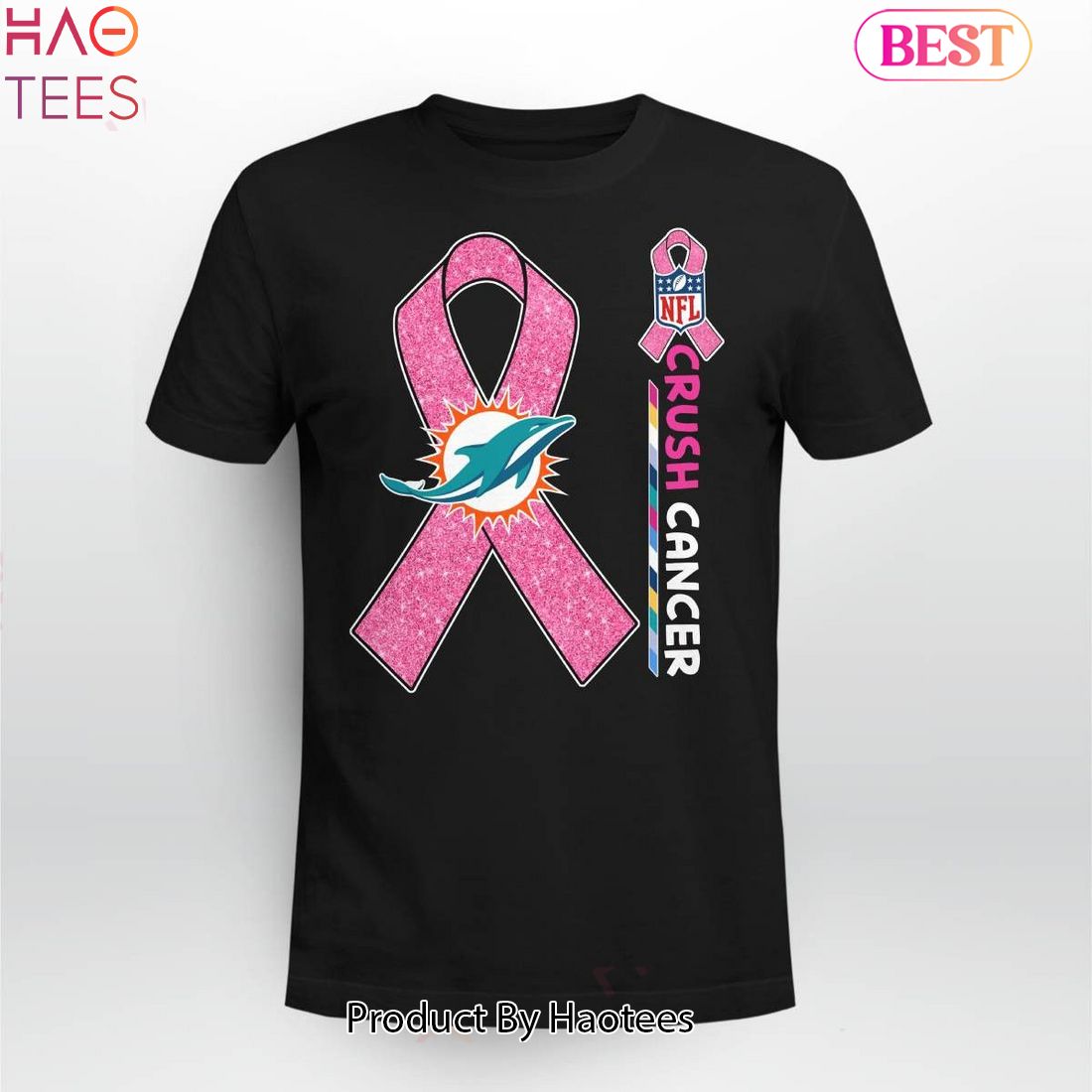 NEW NFL Miami Dolphins Crush Cancer T-Shirt