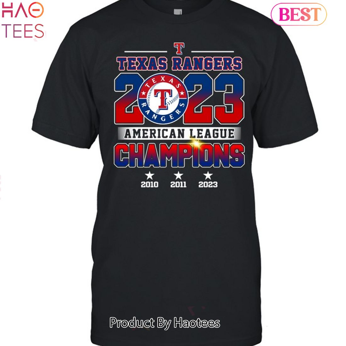 NEW Texas Rangers AL 2023 2 Sided Unisex T-Shirt NEW Texas Rangers AL 2023 2 Sided Unisex T-Shirt
