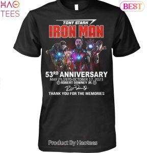NEW Tony Stark Iron Man 53rd Anniversary Robert Downey Jr Thank You For The Memories Unisex T-Shirt
