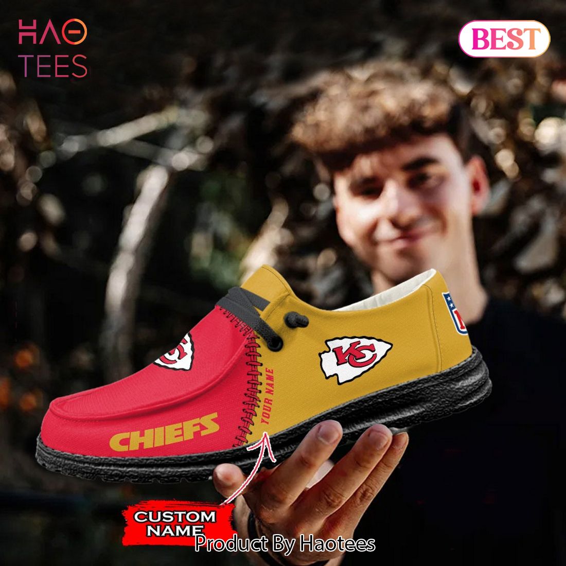 NFL Kansas City Chiefs Custom Name Hey Dude Shoes NFL Kansas City Chiefs Custom Name Hey Dude Shoes