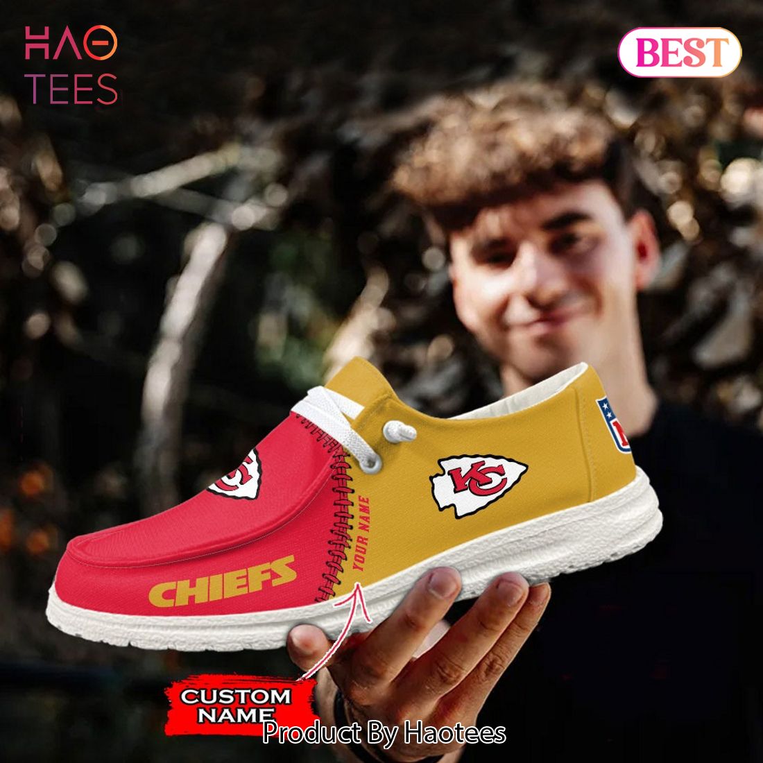 NFL Kansas City Chiefs Custom Name Hey Dude Shoes NFL Kansas City Chiefs Custom Name Hey Dude Shoes