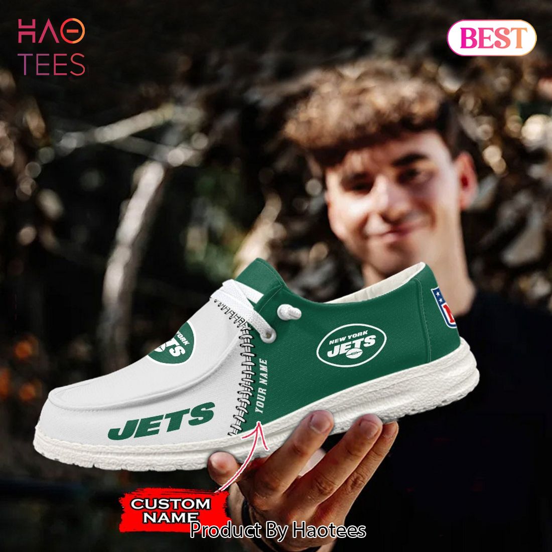 NFL New York Jets Custom Name Hey Dude Shoes NFL New York Jets Custom Name Hey Dude Shoes