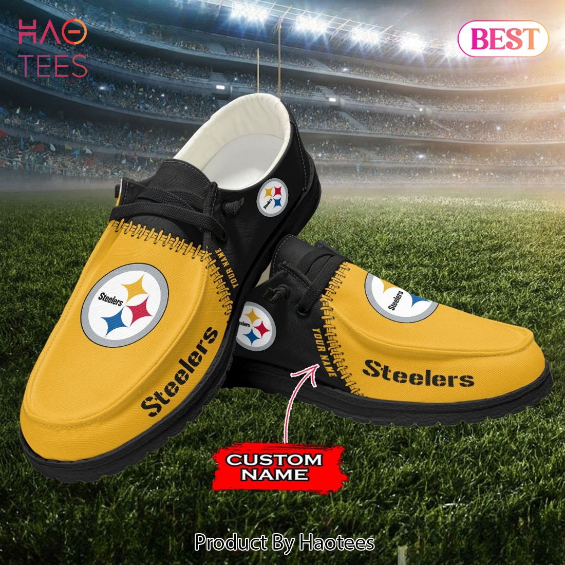 NFL Pittsburgh Steelers Custom Name Hey Dude Shoes NFL Pittsburgh Steelers Custom Name Hey Dude Shoes
