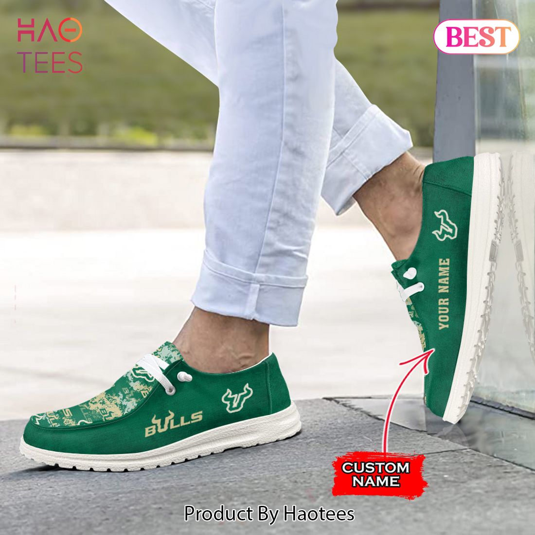 PREMIUM NCAA South Florida Bulls Custom Name Hey Dude Shoes PREMIUM NCAA South Florida Bulls Custom Name Hey Dude Shoes