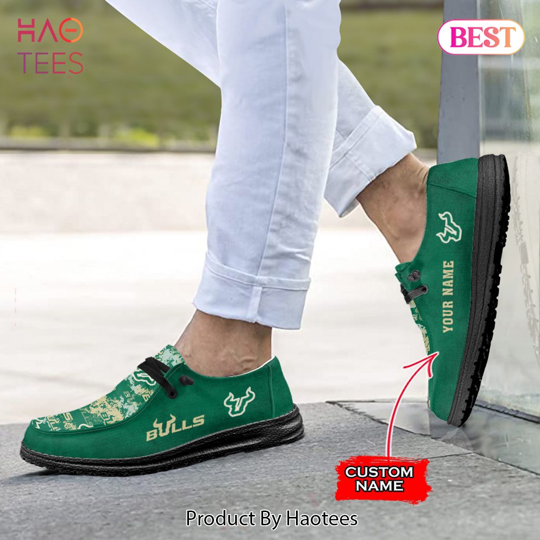 PREMIUM NCAA South Florida Bulls Custom Name Hey Dude Shoes PREMIUM NCAA South Florida Bulls Custom Name Hey Dude Shoes