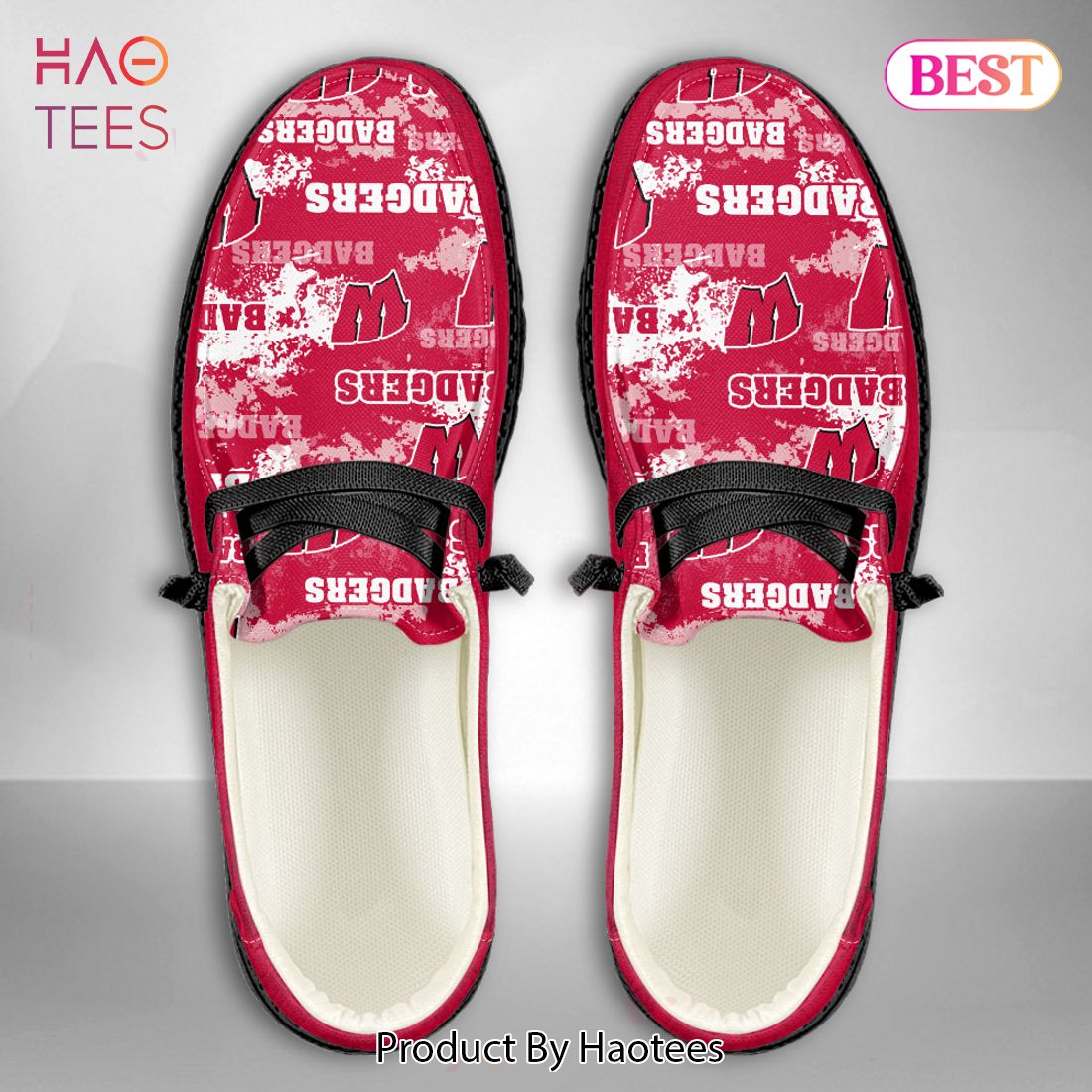PREMIUM NCAA Wisconsin Badgers Custom Name Hey Dude Shoes