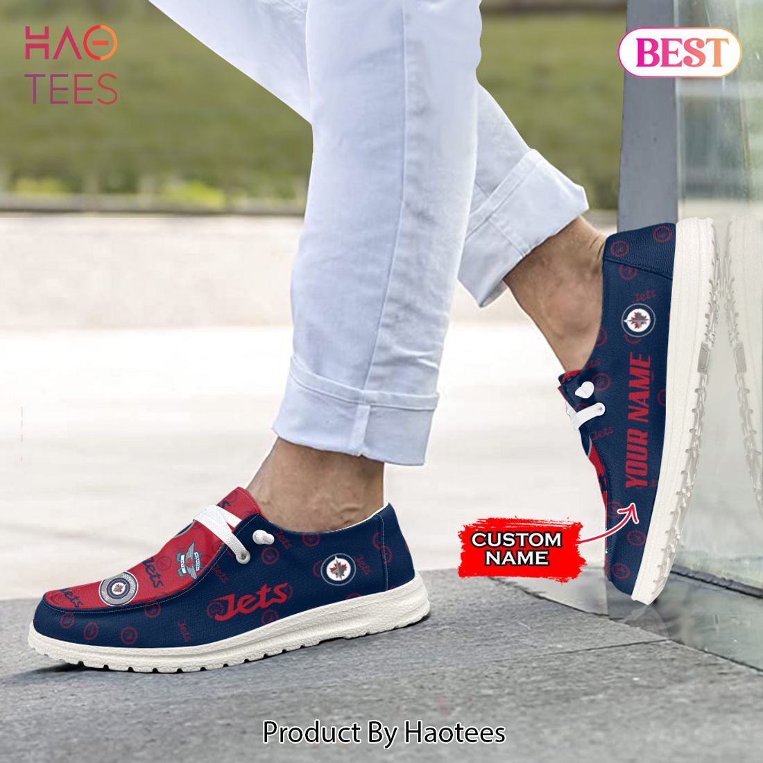 PREMIUM NHL Winnipeg Jets Custom Name Hey Dude Shoes PREMIUM NHL Winnipeg Jets Custom Name Hey Dude Shoes