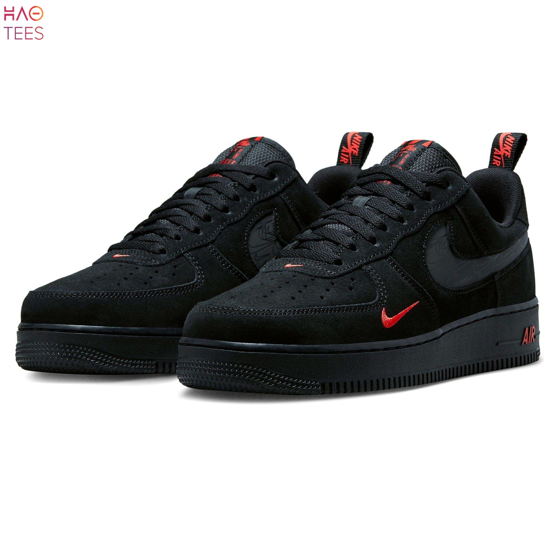 PREMIUM Nike Air Force 1 07 LV8 Multi-Swoosh – Black Crimson Reflective Luxury Store