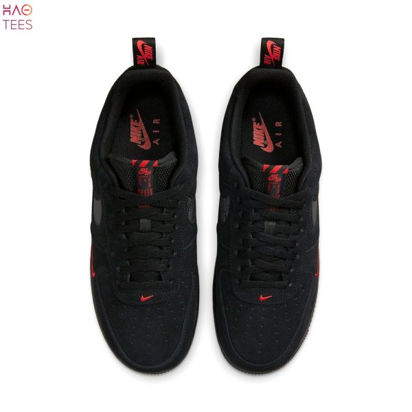 PREMIUM Nike Air Force 1 07 LV8 Multi-Swoosh – Black Crimson Reflective