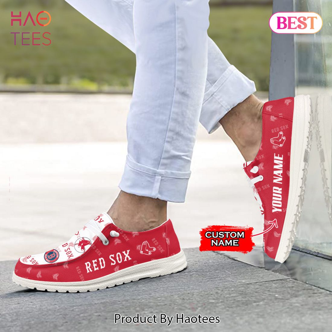THE BEST MLB Boston Red Sox Custom Name Hey Dude Shoes THE BEST MLB Boston Red Sox Custom Name Hey Dude Shoes