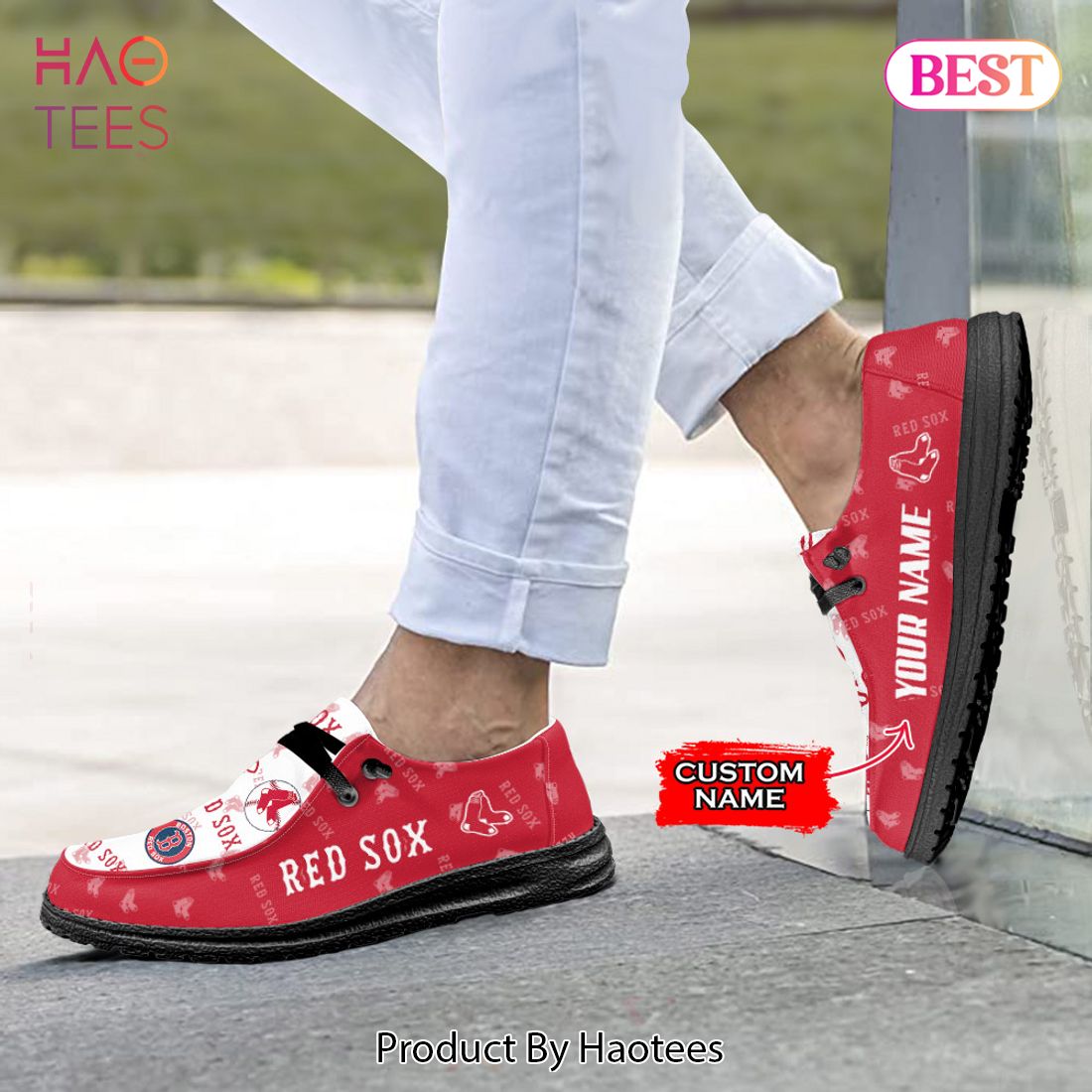 THE BEST MLB Boston Red Sox Custom Name Hey Dude Shoes THE BEST MLB Boston Red Sox Custom Name Hey Dude Shoes
