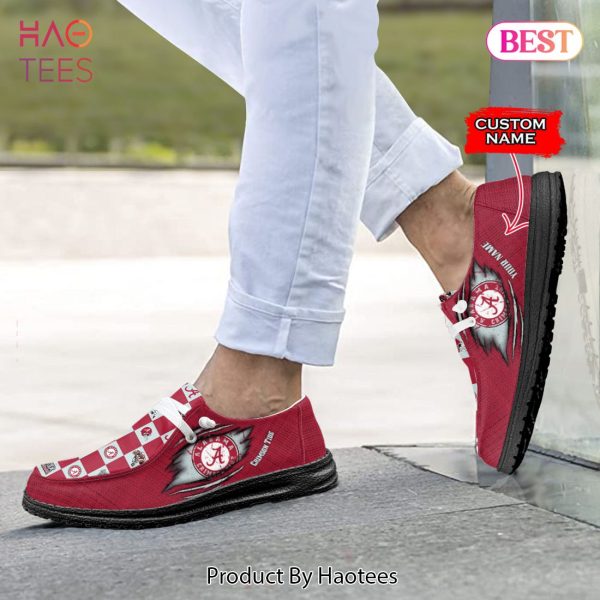 THE BEST NCAA Alabama Crimson Tide Custom Name Hey Dude Shoes Luxury Brand