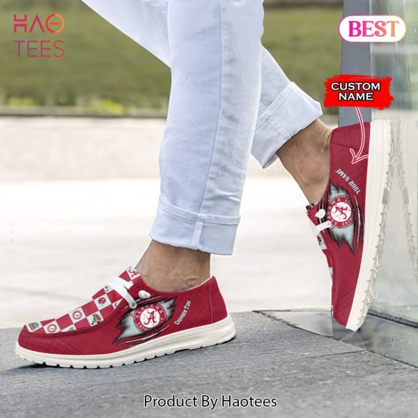 THE BEST NCAA Alabama Crimson Tide Custom Name Hey Dude Shoes Luxury Brand