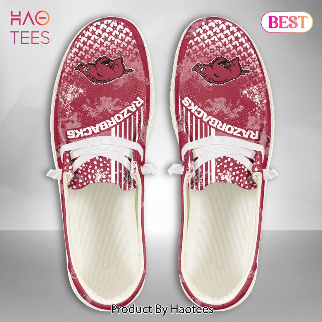 TRENDING NCAA Arkansas Razorbacks Custom Name Hey Dude Shoes POD Design TRENDING NCAA Arkansas Razorbacks Custom Name Hey Dude Shoes POD Design