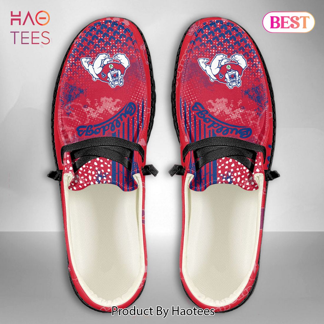 TRENDING NCAA Fresno State Bulldogs Custom Name Hey Dude Shoes POD Design TRENDING NCAA Fresno State Bulldogs Custom Name Hey Dude Shoes POD Design