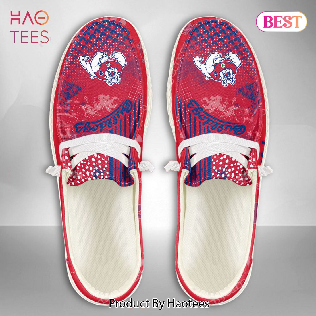 TRENDING NCAA Fresno State Bulldogs Custom Name Hey Dude Shoes POD Design TRENDING NCAA Fresno State Bulldogs Custom Name Hey Dude Shoes POD Design
