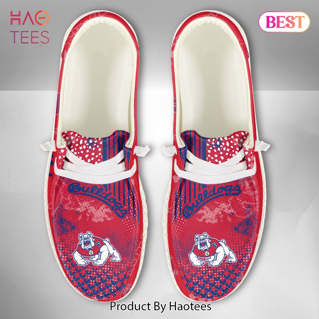 TRENDING NCAA Fresno State Bulldogs Custom Name Hey Dude Shoes POD Design TRENDING NCAA Fresno State Bulldogs Custom Name Hey Dude Shoes POD Design