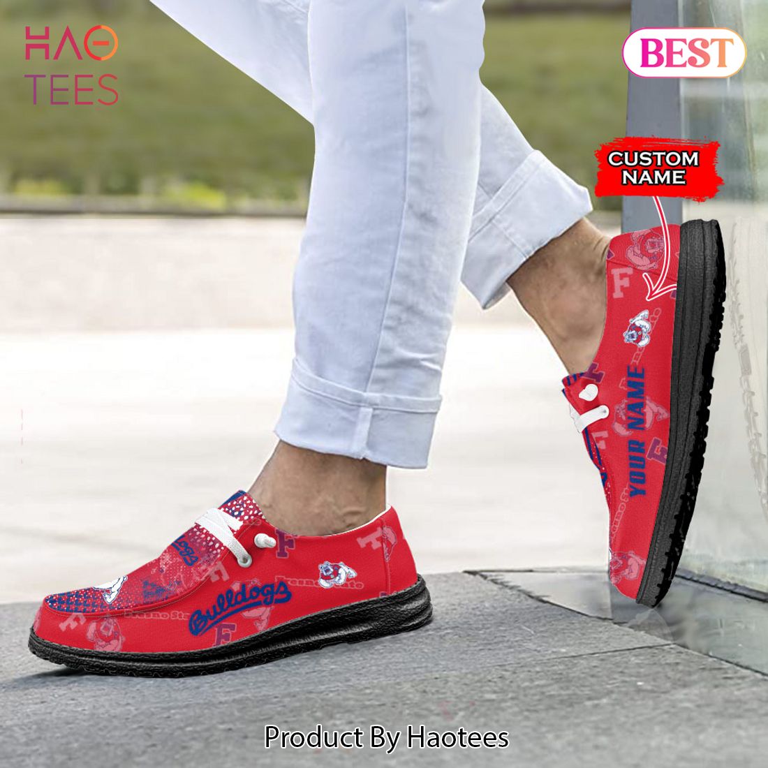TRENDING NCAA Fresno State Bulldogs Custom Name Hey Dude Shoes POD Design TRENDING NCAA Fresno State Bulldogs Custom Name Hey Dude Shoes POD Design