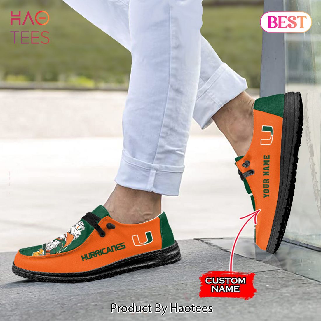 TRENDING NCAA Miami Hurricanes Custom Name Hey Dude Shoes