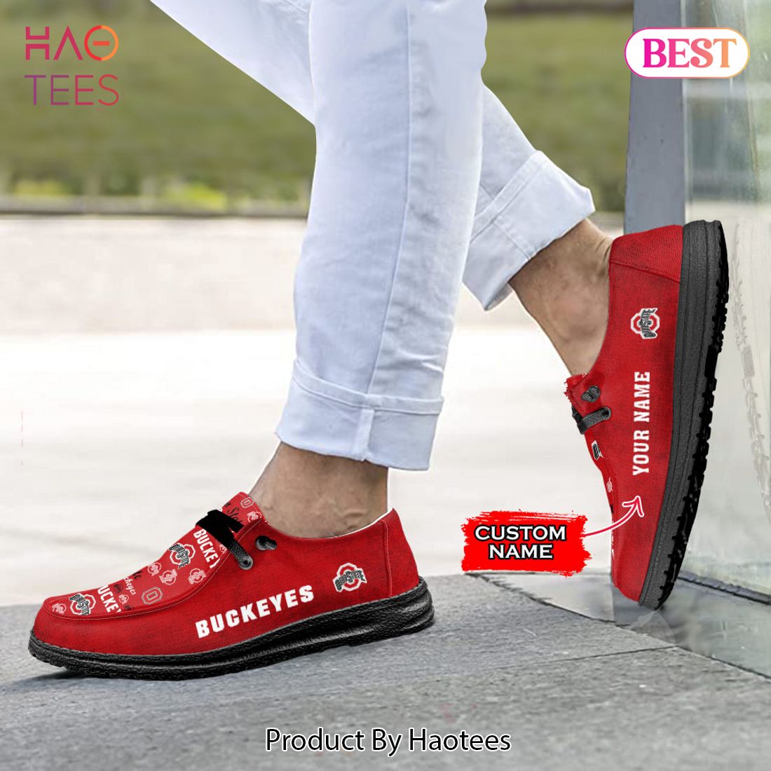 TRENDING NCAA Ohio State Buckeyes Custom Name Hey Dude Shoes Luxury Brand TRENDING NCAA Ohio State Buckeyes Custom Name Hey Dude Shoes Luxury Brand