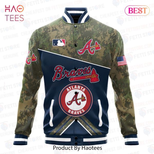 AVAILABLE Atlanta Braves Royals Major League Baseball Army Forces Pattern Varsity Jacket