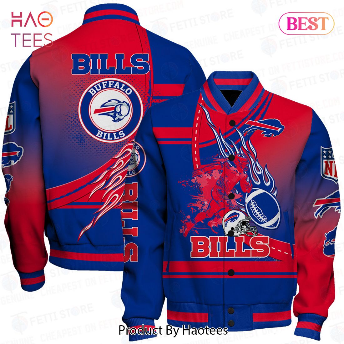 [AVAILABLE] Buffalo Bills National Football League Pattern Varsity Jacket
