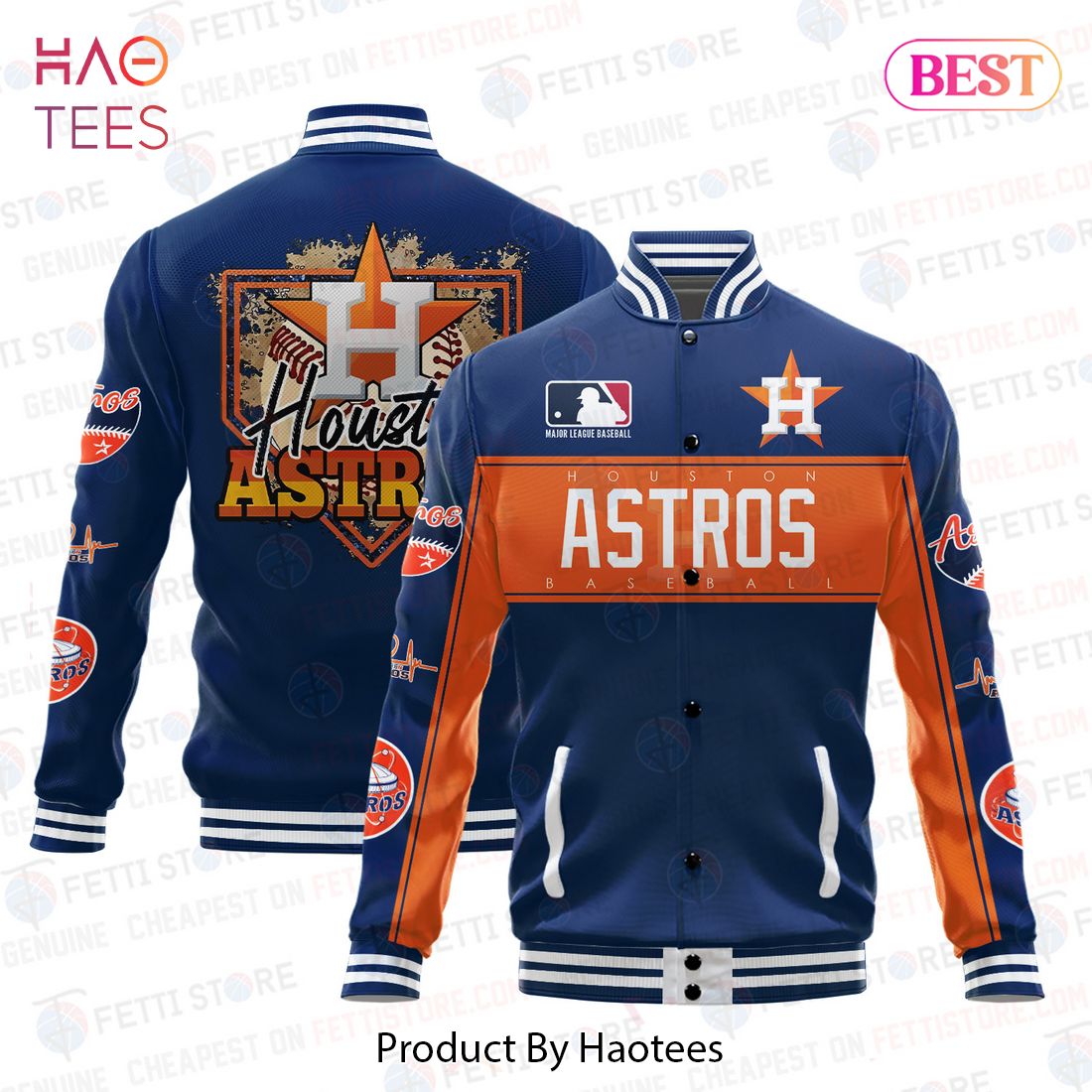 [AVAILABLE] Houston Astros American League Baseball Vintage Pattern Varsity Jacket