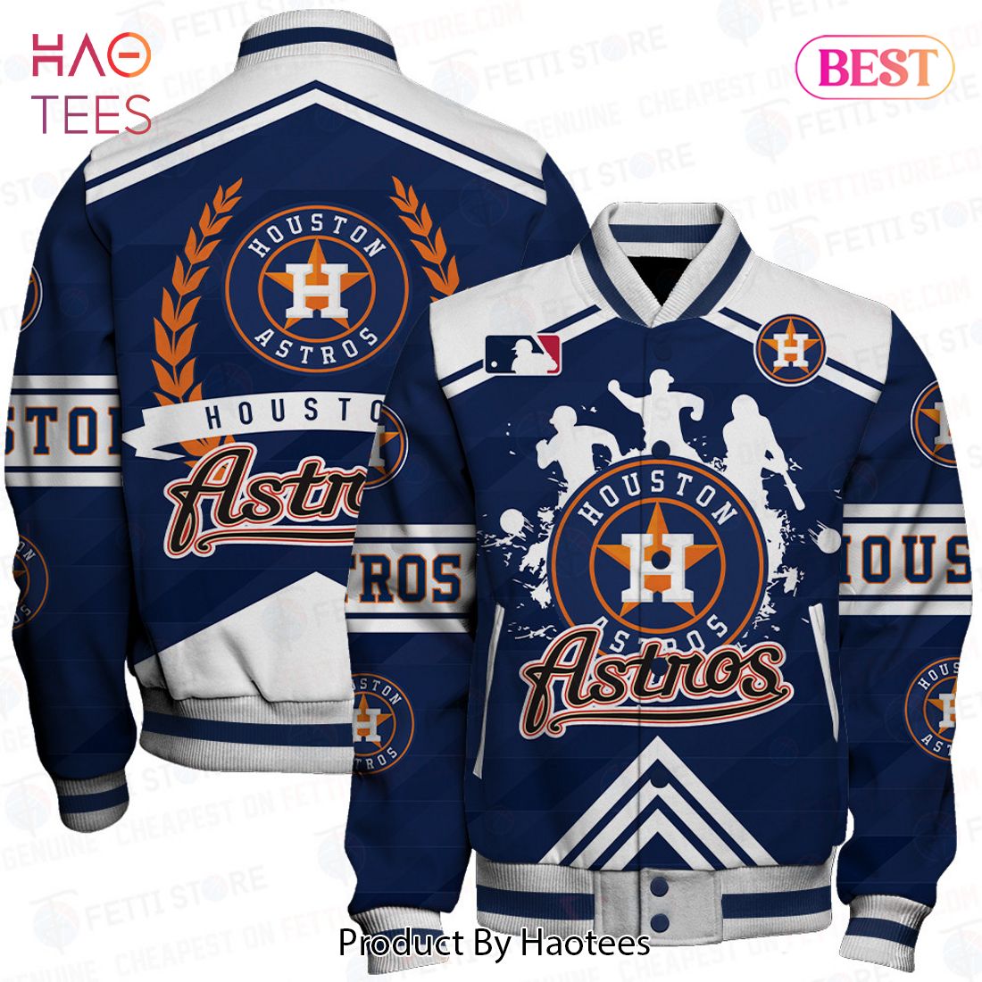 [AVAILABLE] Houston Astros Major League Baseball Pattern Varsity Jacket