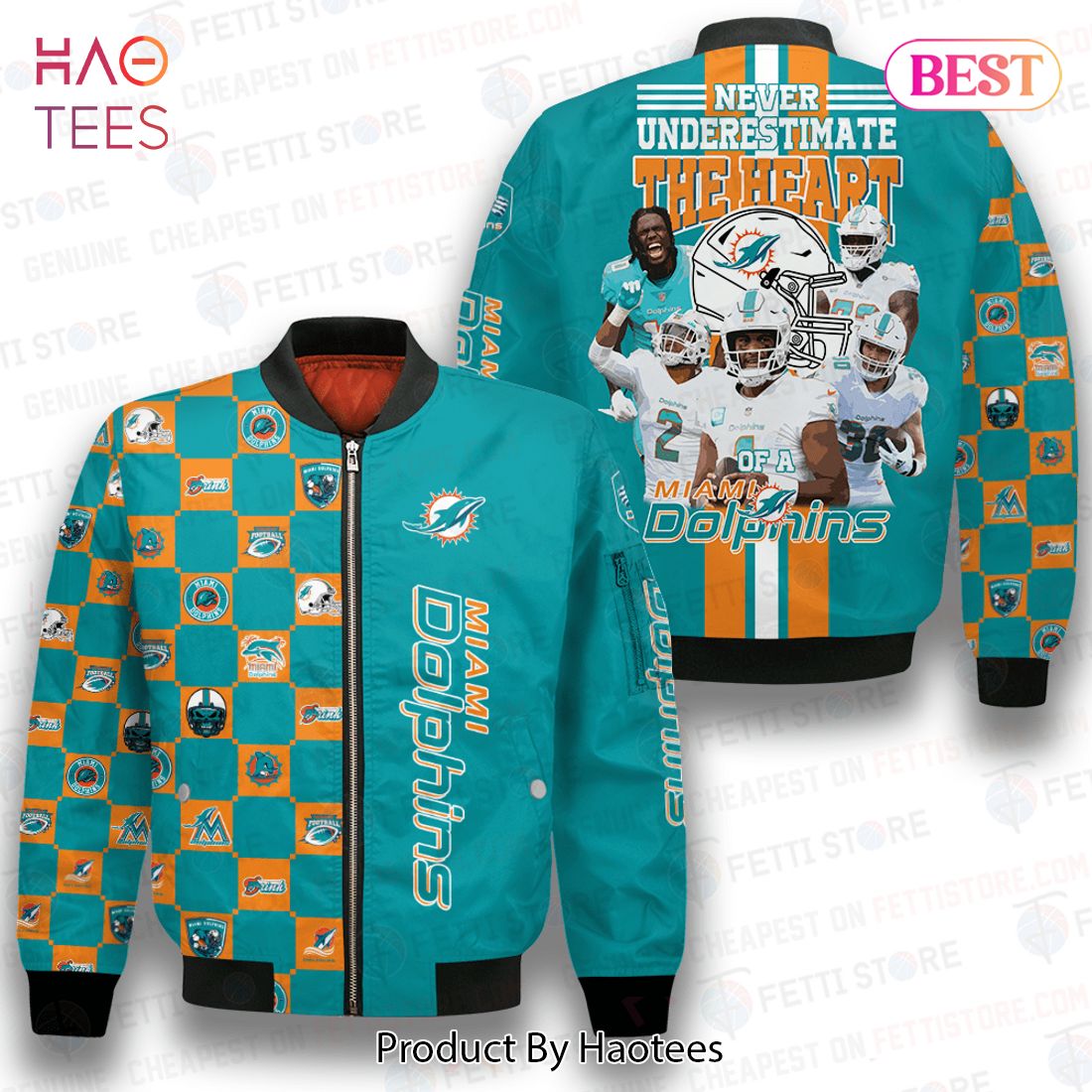 AVAILABLE Miami Dolphins NFL 2023 Unisex AOP Bomber Jacket AVAILABLE Miami Dolphins NFL 2023 Unisex AOP Bomber Jacket