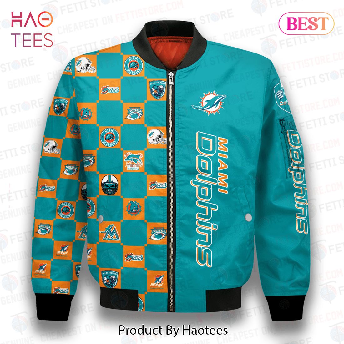 AVAILABLE Miami Dolphins NFL 2023 Unisex AOP Bomber Jacket AVAILABLE Miami Dolphins NFL 2023 Unisex AOP Bomber Jacket