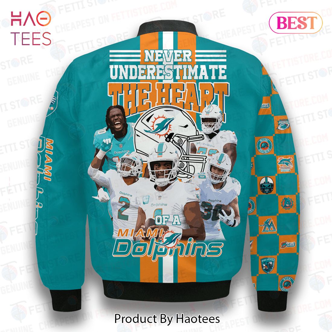 AVAILABLE Miami Dolphins NFL 2023 Unisex AOP Bomber Jacket AVAILABLE Miami Dolphins NFL 2023 Unisex AOP Bomber Jacket