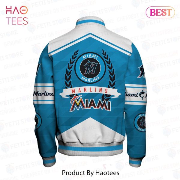 AVAILABLE Miami Marlins Major League Baseball Pattern Varsity Jacket