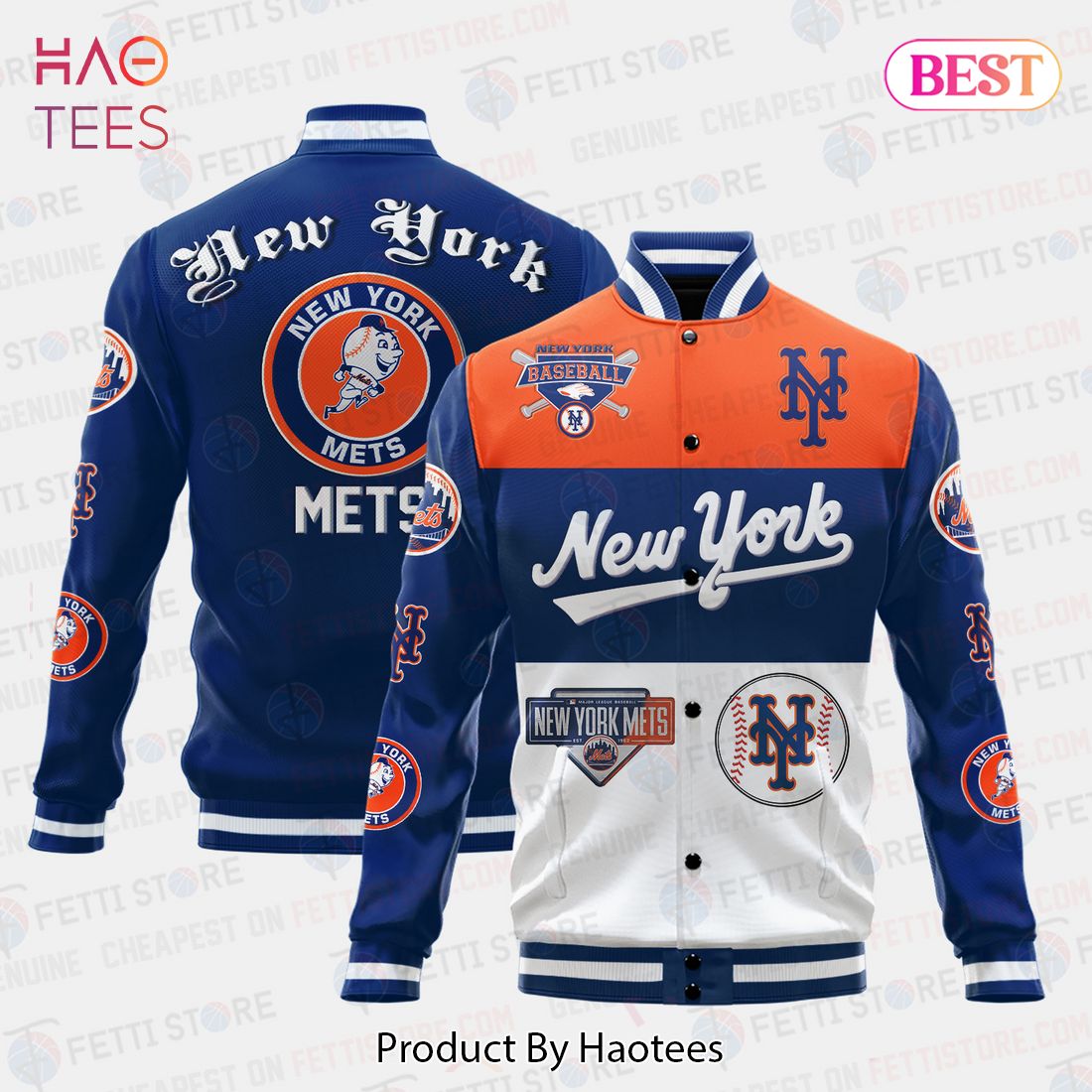 [AVAILABLE] New York Mets Symbol Vintage Design Varsity Jacket