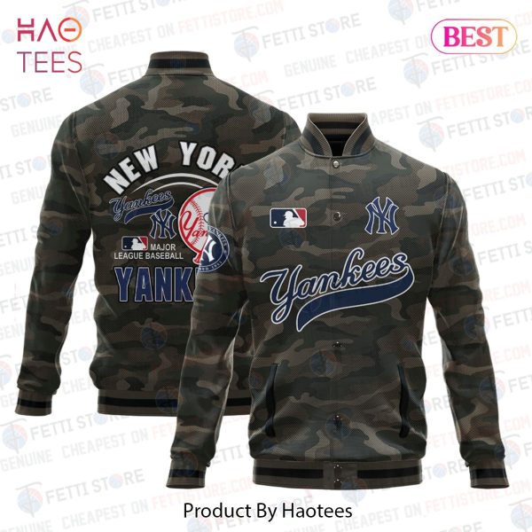 AVAILABLE New York Yankees Major League Baseball Camo AOP Varsity Jacket