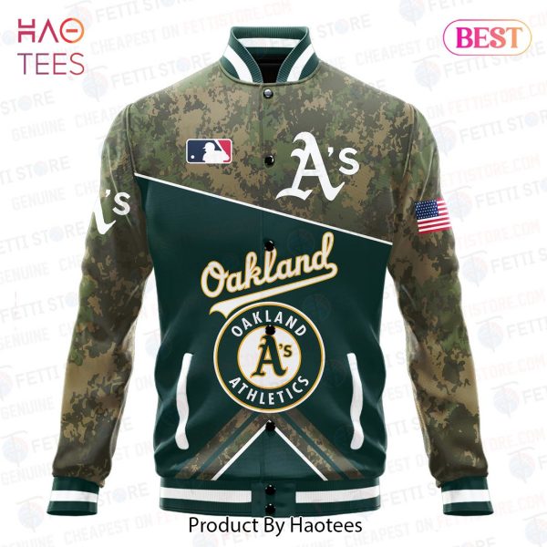 AVAILABLE Oakland Athletics Major League Baseball Army Forces Pattern Varsity Jacket