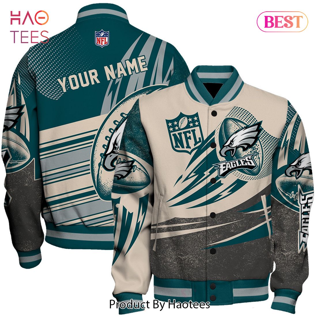 [AVAILABLE] Philadelphia Eagles National Football League Customized AOP Varsity Jacket
