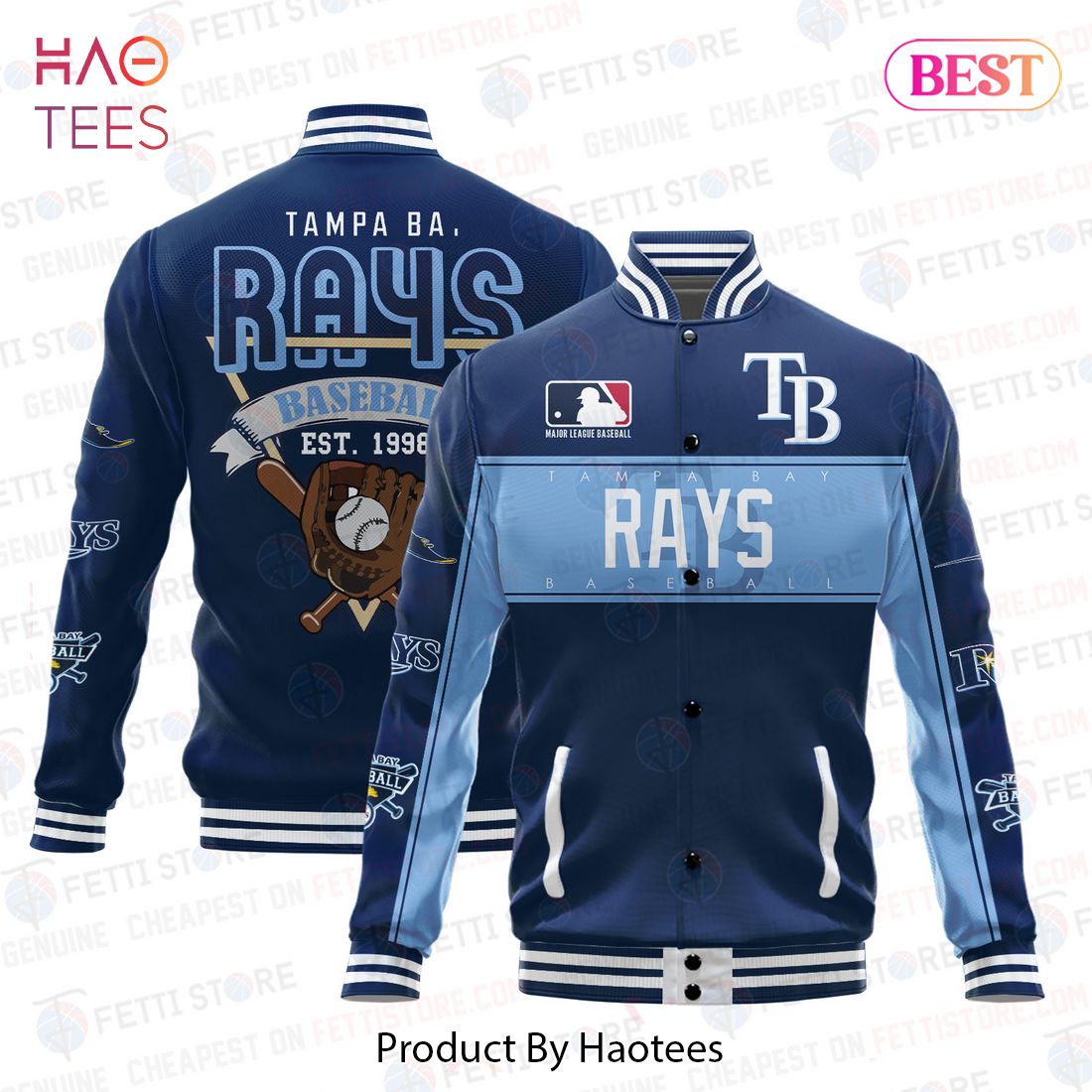 [AVAILABLE] Tampa Bay Rays American League Baseball Vintage Pattern Varsity Jacket