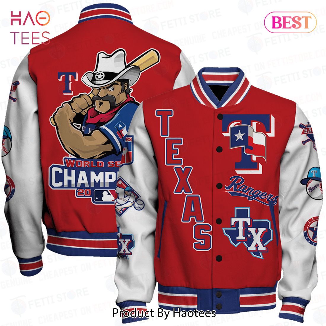 AVAILABLE Texas Rangers Maijor Baseball League AOP Varsity Jacket