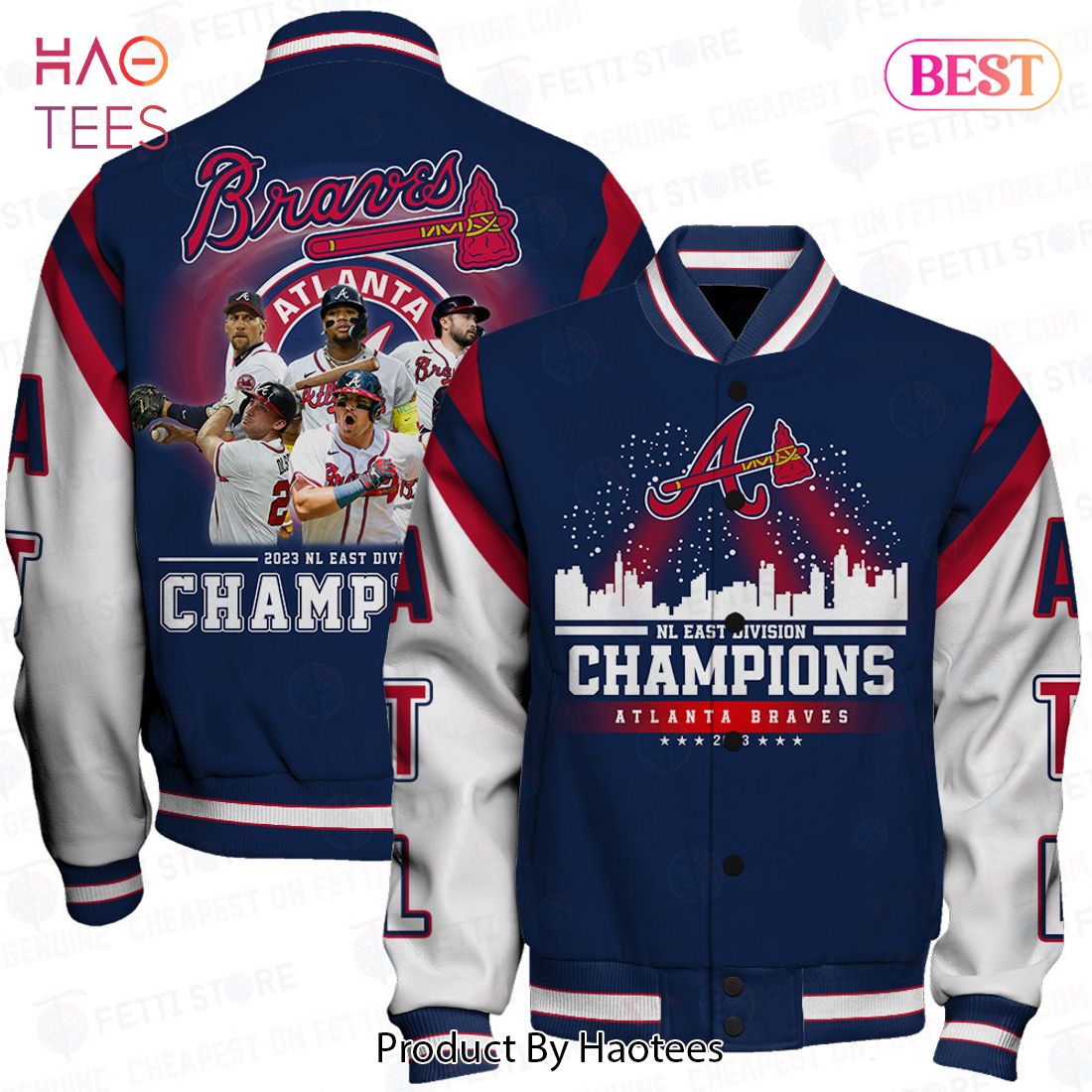 [BEST] Atlanta Braves NL East Division Champions Dark Blue Varsity Jacket