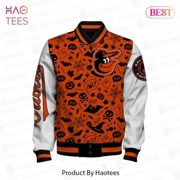 BEST Baltimore Orioles MLB Halloween Pattern Varsity Jacket