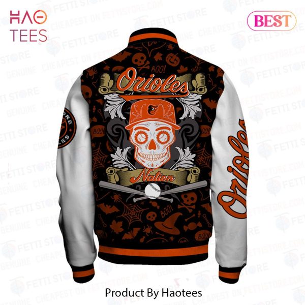 BEST Baltimore Orioles MLB Halloween Pattern Varsity Jacket