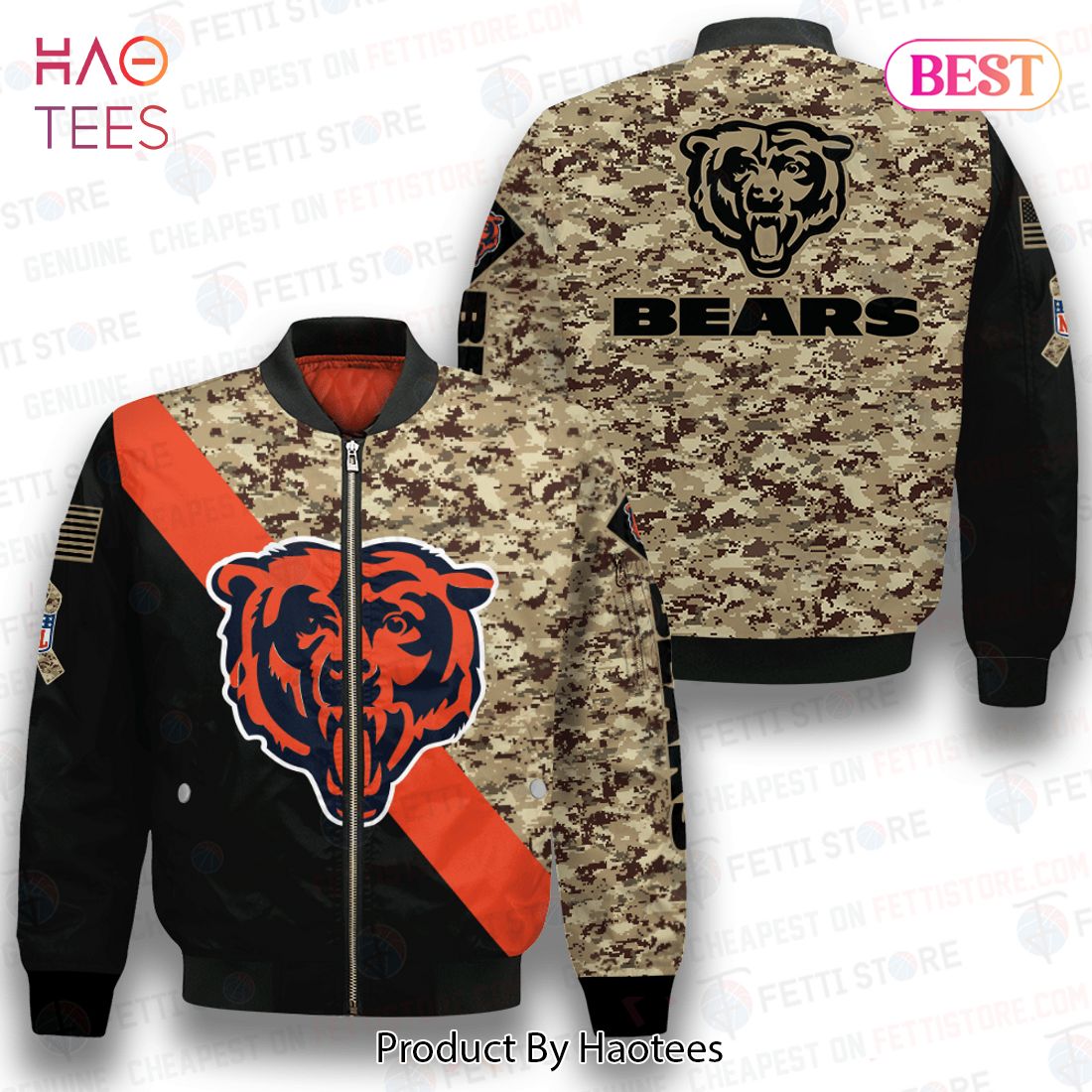 BEST Chicago BearsNational Football League AOP Bomber Jacket