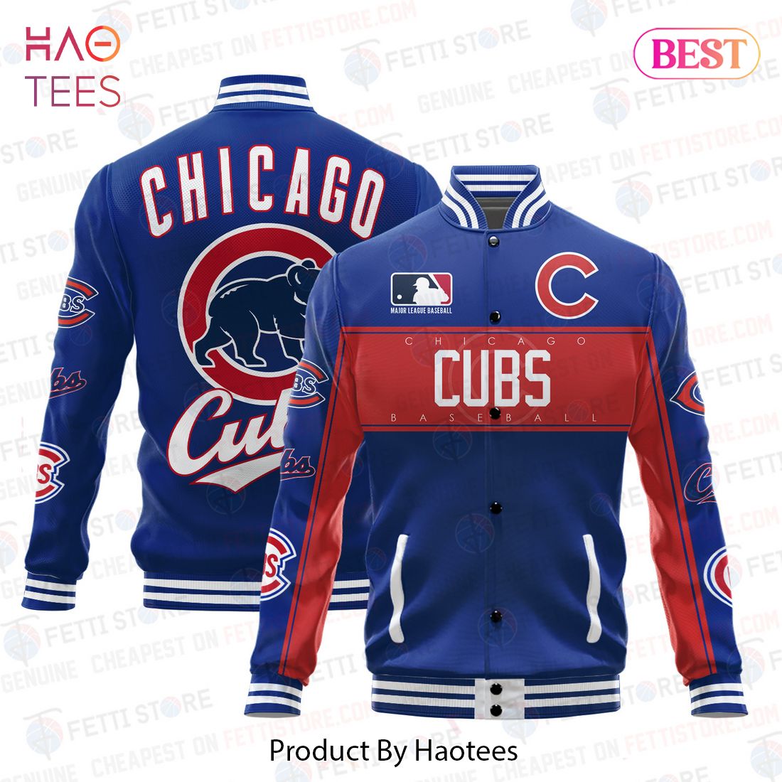 BEST Chicago Cubs American League Baseball Vintage Pattern Varsity Jacket